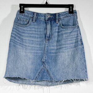 Hollister High Rise Frayed Hem Jean Skirt Five Pocket‎ Juniors Size 3/26W